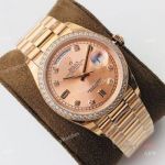 Swiss 3255 Replica Rolex Day Date President Replica Watch Salmon Diamond-set 36mm